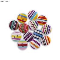 50pcs Stripe Printing Multiple size Round Wood buttons Sewing Scrapbooking Clothing Gifts Crafts Handwork Decoration 11-18mm