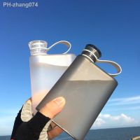 Cup Botlte Flat Water Bottle Creative Matte Square Outdoor Sport Portable Leakproof Clear Drinks Kettle Notebook Botlte