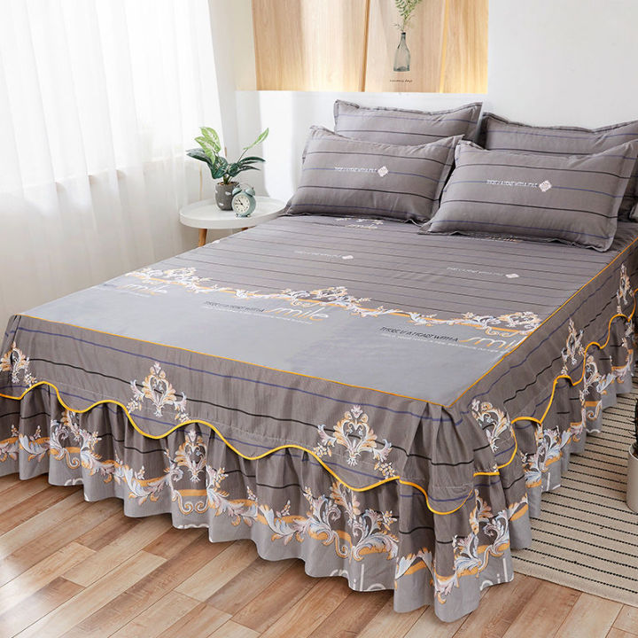 fashion-floral-bedspread-brushed-sanding-bed-skirt-king-queen-size-soft-comfortable-double-layer-bed-cover