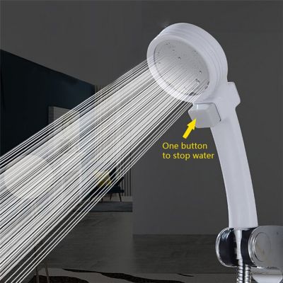 New Portable Shower Head 1pc Bathroom Supercharged Mode Water Pressure Stop Button Booster Shower Head 0725#30 Showerheads