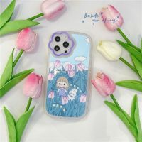 เคส Tpu นิ่มด้านสำหรับ IPhone 13 12 11 Pro Max,เคสมือถือลายการ์ตูนผู้หญิงทิวลิปน่ารัก7 8 Plus Xs Xr ฝาหลังสุดสร้างสรรค์เลนส์กันกระแทก