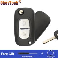 Okeytech 2/3ปุ่มสำหรับ Renault Clio 3 Megane 3 Kangoo Modus ที่ซองใส่กุญแจควบคุมรีโมทพลิกพับได้มีปลอกหุ้ม