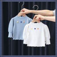 Limited Time Lower Brake Korean Version Ready Stock Girls Clothing Puff Sleeve Long-Sleeved Tops Childrens Pure Cotton Bottoming Shirts Clothes T-Shirts Autumn New Style Fashion