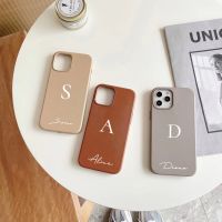 [Chaoke digital branch] ชื่อย่อแบบสั่งทำเคสหนังสุดหรูชื่อเริ่มต้นสำหรับ iPhone 13 12 11 Pro Max 7 8 6 Plus X XR XS Max เคสเคส PU ชื่อ DIY แบบแข็ง