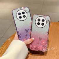 เคสสำหรับ Huawei Nova Y91 Y90 NovaY91 NovaY90 4G 2022ชุบ2023สวนลับเคสโทรศัพท์ไล่ระดับสีแววที่ชัดเจนป้องกันการตกหล่นระยิบระยับ