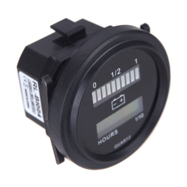 12v-24v-36v-48v-72v-led-digital-battery-status-charge-indicator-with-hour-meter-gauge-black