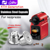 【i Cafilas】[NESC01] แคปซูลกาแฟแบบนำกลับมาใช้ใหม่ได้ถ้วยกรองกาแฟสแตนเลสแบบเติมได้พร้อมแทมเปอร์กาแฟเอสเปรสโซเครื่องทำกาแฟสำหรับเครื่องทำเนสเพรสโซ Hibrew Inissia C40,D40,F111 Lattisงค์ One,Pro F456,Touch