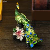 Peacock Figurine Rhinestones Miniature Statue for Tabletop Office Decoration