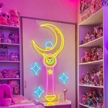 Cute Sailor Moon Neon Sign Luna Cat Moon Anime Wall Decor Light - Keysium
