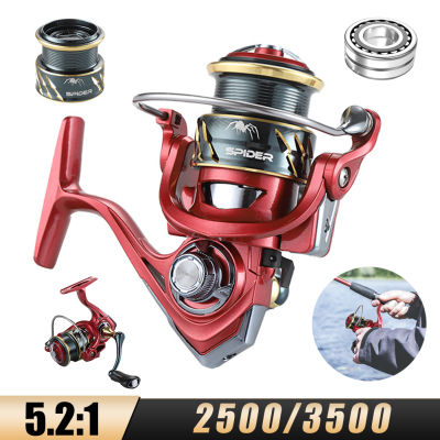 Rebrol【จัดส่งฟรี】 2500/3500 Spinning Reel 5.2:1รอกตกปลาความเร็วสูง5 + 1BB โลหะ Spool Handle ปลาคาร์พปลาเทราท์น้ำจืดน้ำเค็มอุปกรณ์ตกปลา