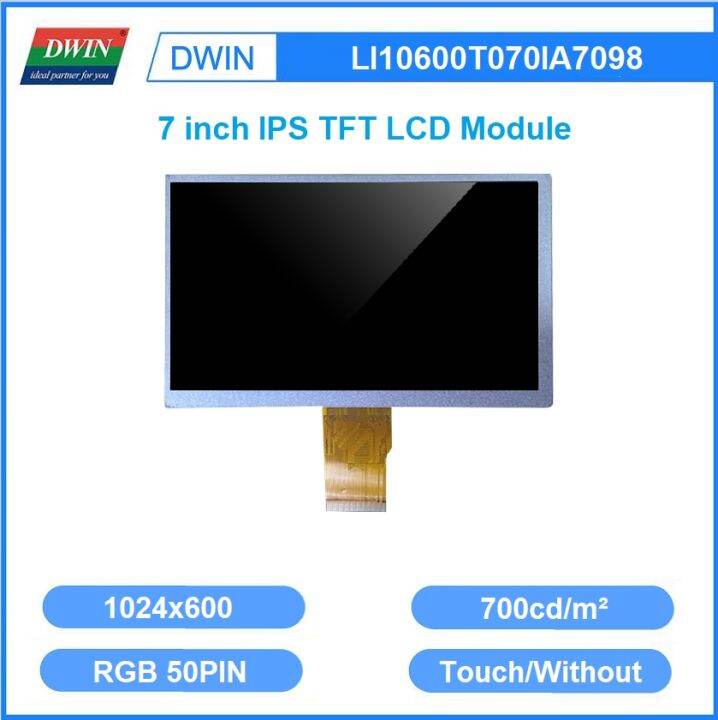 DWIN 7 Inch 1024x600 24bit RGB IPS TFT LCD Monitor With Resistive ...