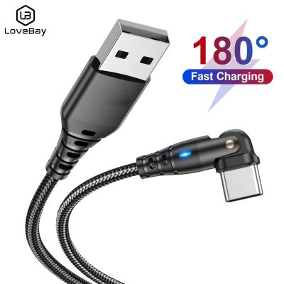 180 Rotate Fast Charging Cable For Huawei Samsung USB Type C Cable 3A USB Micro Cable Phone Date Cord For Xiaomi POCO Oneplus Docks hargers Docks Char