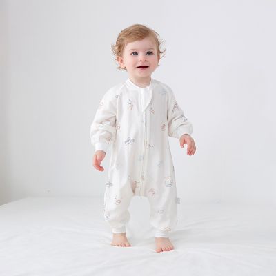 Baby Clothes Baby Sleeping Romper Cotton Pajamas Bamboo Fiber Zipper Cotton Detachable Long Sleeve Kids Boy Girls Nighty Clothes