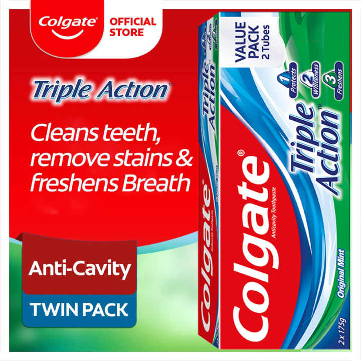 Colgate Triple Action Anti-Cavity Family Toothpaste 175g Twin Pack  (Assorted)