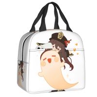 ▼✓ Genshin Impact Insulated Lunch Tote Bag Women Hu Tao Cute Ghost Halloween Resuable Thermal Cooler Bento Box Kids School Children