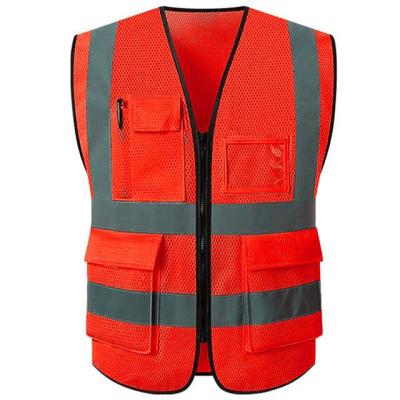 Red Reflective Vest Safety Vest for Men Working Vest Workwear with Many Pockets Security Vest for Men Hi Vis Breathable Mesh