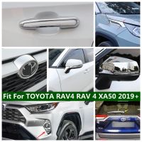 ไฟตัดหมอก/กระจกมองหลัง/มือจับประตู/ปลอกคอกันสุนัขเลียโลโก้สำหรับ TOYOTA RAV4 RAV 4 XA50 2019-2022อุปกรณ์รถโครเมี่ยม