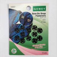 Newey Sew-On Snap Fasteners 11mm Black / กระดุมกดขนาด 11 มิลลิเมตร สีดำ แบรนด์ Newey (แบรนด์ในเครือ Prym Germany) (N34008)