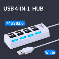 USB HUB สายพ่วง USB 1 TO 4USB ช่องต่อ USB 4 ช่อง พร้อมสวิตซ์ต่างหาก ไฟLED อะแดปเตอร์ขยายฮับ USB พร้อมสวิทช์ ใช้กับเเฟลตได/เมาส์/คีย์บอร์ด USB 5V แหล่งจ่ายไฟแท่นวางมือถือ อุปกรณ์เพิ่มช่อง USB ใช้งานง่าย สาย USB 1 ออก