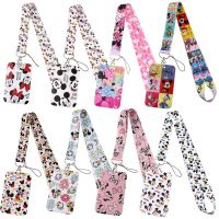 Anime Minnie Mickey Mouse Neck Keychain Necklace Webbings Ribbons Anime Cartoon Neck Strap Lanyard ID badge Holder Lanyards Bag Accessories