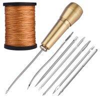 Leather Sewing Kit DIY Leather Sewing Awl Needle With Copper Handle Set Leather Canvas Tent Shoes Repairing Tools W/Nylon Thread Furniture Protectors