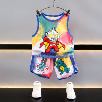 Ultraman Sleeveless For Boy Vest Suit Childrens Western Style Fashion Sportswear 2023 New Boys Summer