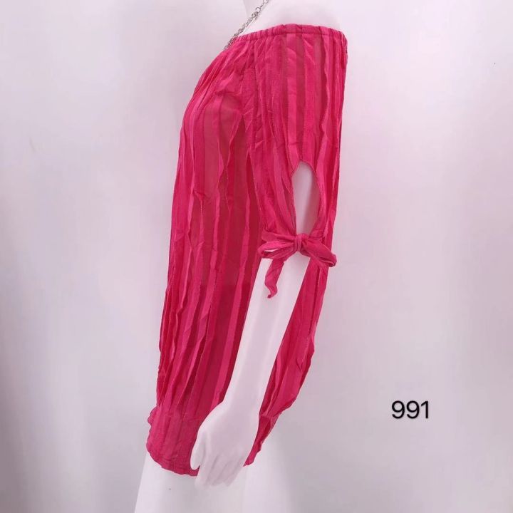 terno-ชุดนอนสตรีแบบ-pambahay-ชุดนอนสตรีชุดนอนสีทึบผ้าจับจีบหลายชั้น-pambahay-bakuna-terno-ฟรีไซส์991