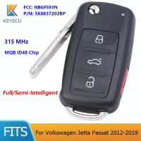 KEYECU สำหรับ VW Jetta Passat 2012-2019 PN:5K0837202BP FCC: NBGFS93N 4ปุ่ม315เมกะเฮิร์ตซ์ ID48ชิป Keyless-Go สมาร์ทกุญแจรถระยะไกล Fob