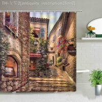 【CW】♤  3d Street Alley Shower Curtain Garden Flowers Scenery Design Curtains