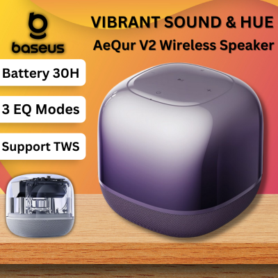 Baseus ลำโพงบลูทูธ  speaker bluetooth พกพา VIBRANT SOUND &amp; HUE AeQur V2 ลำโพง ลำโพงบลูทูธเบสหนัก เสียงดี