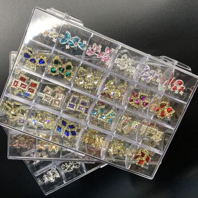 【CW】 24Grid(5Pcs/Grid)3D Alloy Germ Collection Rhinestone Jewelry Charms FlatBack Mixed Luxury Supplies Accessories