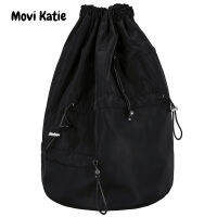 Movi Katie ผ้าไนลอนสไตล์เกาหลี,สำหรับตกแต่งแนวสตรีทกระเป๋าสะพายข้างกระเป๋าสะพายไหล่มีจีบ