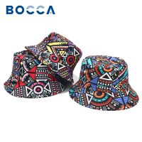 Bocca Printed Bucket Hat Vintage Print Bucket Hats Reversible Fisherman Hats Cap Man Women Unisex Foldable Retro Hip Hop