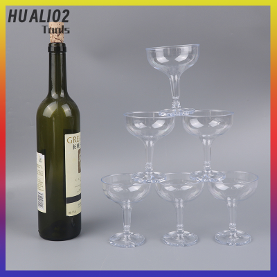 HUALI02แก้วไวร์อคริลิกใส6ชิ้นแชมเปญสำหรับดื่มถ้วยกาแฟงานแต่งปาร์ตี้