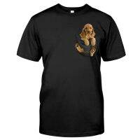 Funny T-Shirt English Cocker Spaniel Pocket Printed Cotton T-Shirts Fashion Harajuku Casual Tops Hip Hop Cotton Black Tee 【Size S-4XL-5XL-6XL】