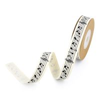 5yards 10mm 15mm 25mm Cotton Ribbon Handmade Design Printed Music Ribbon For Apparel Sewing Fabric DIY Christmas Decoration Gift Wrapping  Bags