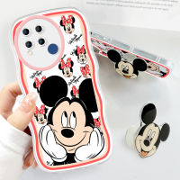 เคสโทรศัพท์สำหรับ Realme C11 C11 2021 C12 C15 C20A C20 (พร้อมที่จับฟรี) เคสโทรศัพท์หยักนิ่มแฟชั่นมิกกี้มินนี่เมาส์เคสโทรศัพท์มือถือป้องกันกล้องคลุมทั้งหมด