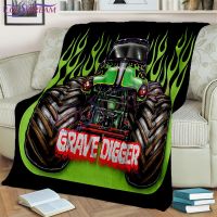 Classic Truck Monster Truck Warm Flannel Thin Blanket Monster Jam Pattern Blanket Portable Home Soft Warm Bedroom Blanket