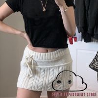 COD ■▧◇ vffe899 ✩NX✿y2k Women´s Short Self Skirt Knit Waist Side Drawstring Design Low Waist Stretch Skirt