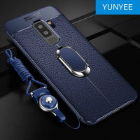 YUNYEE สำหรับ Samsung Galaxy S9 Samsung Galaxy S9 Plus เคสโทรศัพท์,หรูหราอัลตร้าสลิมหนังแบบรวมทุกอย่างป้องกัน Dermatoglyph ปกหลังสำหรับ Samsung S9 /Samsung Galaxy S9พลัสกรณีที่มีแหวนฟรียืน H Older และสตริง