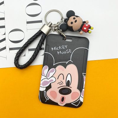 (Airtag Wallet )Disney ฝาครอบบัตรการ์ตูนมิกกี้เมาส์มินนี่วิทยาเขตนักเรียนห้อยคอกระเป๋ากระเป๋าเก็บบัตรบัตรหมีน่ารัก ABS ป้องกันการสูญหายของแท้