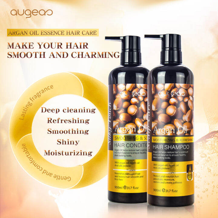 AUGEAS ARGAN OIL MOISTURIZING REFRESHING HAIR SHAMPOO CONDITIONER 900ML ...