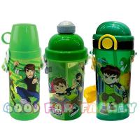 ☼❇♘ กระติกน้ำเด็ก ben10 แบบหลอดดูดเด้ง แบบฝาเท เบนเทน เบ็นเท็น สีเขียว