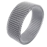 Jewelry Mens Ring, Womens Ring, Stainless Steel, Flexible Sieve Mesh Band Ring, Silver - . 62 (19.7mm)