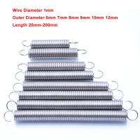 2/5Pcs 304 Stainless Steel Tension Spring Wire Dia 1mm S Hook Cylindroid Helical Pullback Extension Spring OD 6mm 7mm 8mm