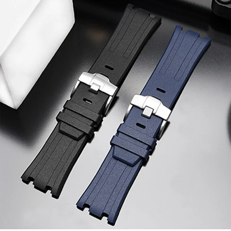 Aotelayer 28mm Nature Fluoro Rubber Watchband for Audemars Piguet Watch Strap Men Silicone Watch Band Accessories for AP 15703