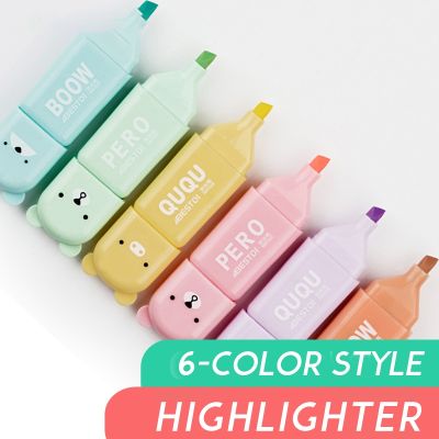 Mini Cute Mouse Macarone Fluorescent Pen Set Four Color Five Color Six Color Light Color Student Eye Care Marker Stationery