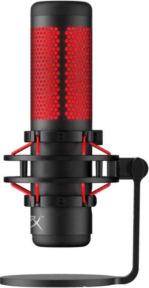 HyperX QuadCast - USB Condenser Gaming Microphone with Anti-Vibration Shock Mount, Pop Filter, and Red LED - Black