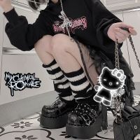 Japanese Winter Knitted Leg Warmers Y2k Goth Lolita Leg Striped Women Gothic Long Socks Gaiters Knee Cuffs Ankle Warmer