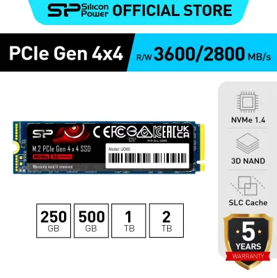 Silicon Power UD85 NVMe PCIe Gen4x4 M.2 2280 SSD, Read 3,600MB/s Write 2,800MB/s สำหรับ Laptop และ PC